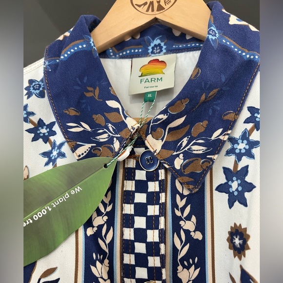 Farm Rio Blue Ana Tapestry Tropical Jacket - Size XL - NWT - Picture 9 of 15